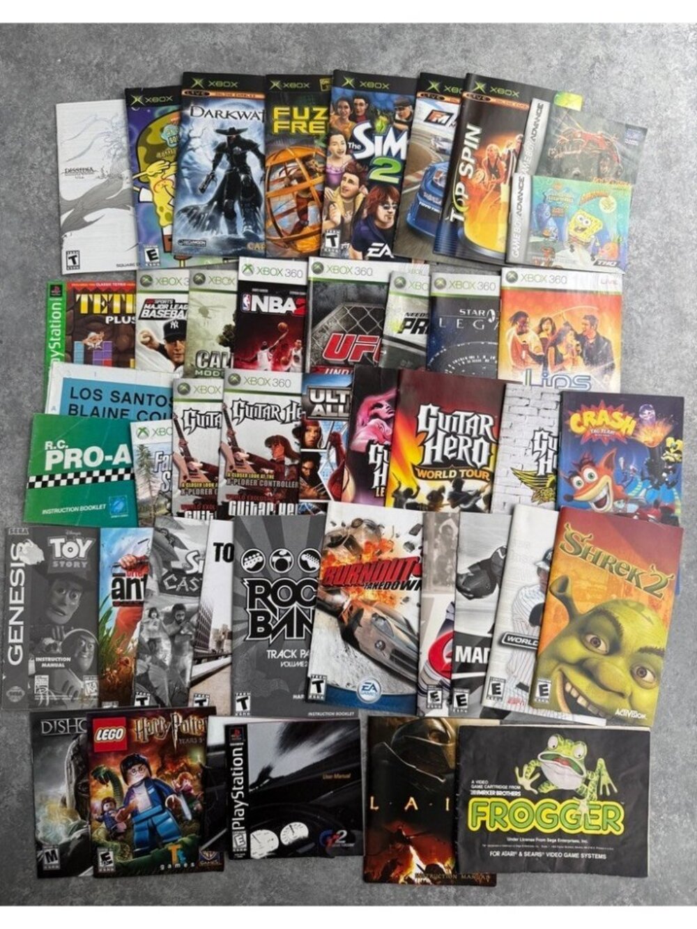 Lot of 40 Video Game Manuals PlayStation 2 Xbox 360 Xbox GBA NES